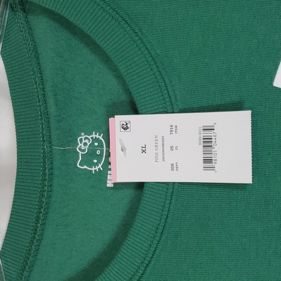 Hello Kitty Athletic Dept. Graphic Cropped Long Sleeve Sweatshirt ~ Green - Picture 6 of 15